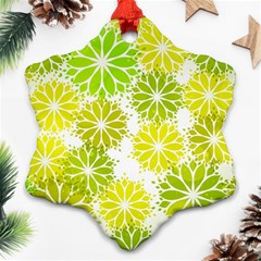 Flowers Green Texture With Pattern Leaves Shape Seamless Snowflake Ornament (two Sides)