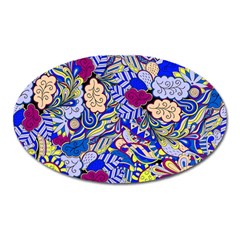 Blue Yellow Background Pattern Vector Texture Paisley Oval Magnet