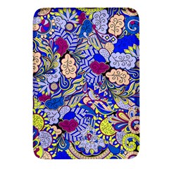 Blue Yellow Background Pattern Vector Texture Paisley Rectangular Glass Fridge Magnet (4 Pack) by danenraven