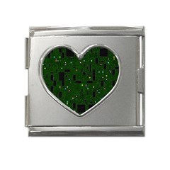 Circuit Board Conductor Tracks Mega Link Heart Italian Charm (18mm) by Cowasu