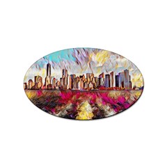 New York Skyline Manhattan City Sticker Oval (100 Pack)