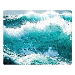 Ai Generated Waves Ocean Sea Tsunami Nautical Blue Sea Two Sides Premium Plush Fleece Blanket (large)