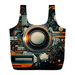 Illustrations Technology Robot Internet Processor Full Print Recycle Bag (l)