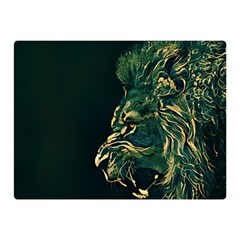 Angry Male Lion Two Sides Premium Plush Fleece Blanket (mini) by Cowasu