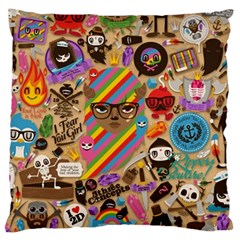 Multicolored Doodle Art Wallpaper Standard Premium Plush Fleece Cushion Case (one Side) by Cowasu