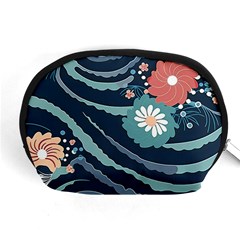 Waves Flowers Pattern Water Floral Minimalist Accessory Pouch (medium) by danenraven