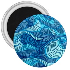 Ocean Waves Sea Abstract Pattern Water Blue 3  Magnets by danenraven