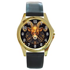 Aries Star Sign Round Gold Metal Watch by Bangk1t