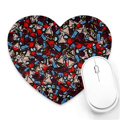 Harmonious Chaos Vibrant Abstract Design Heart Mousepad by dflcprintsclothing