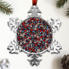 Harmonious Chaos Vibrant Abstract Design Metal Small Snowflake Ornament by dflcprintsclothing