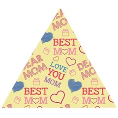 Love Mom Happy Mothers Day I Love Mom Graphic Pattern Wooden Puzzle Triangle by Ravend