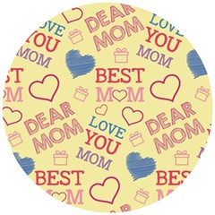 Love Mom Happy Mothers Day I Love Mom Graphic Pattern Wooden Puzzle Round by Ravend