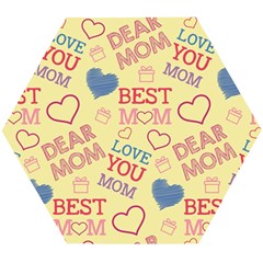 Love Mom Happy Mothers Day I Love Mom Graphic Pattern Wooden Puzzle Hexagon by Ravend