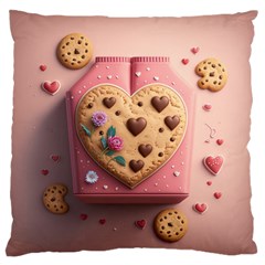 Cookies Valentine Heart Holiday Gift Love Large Premium Plush Fleece Cushion Case (one Side)