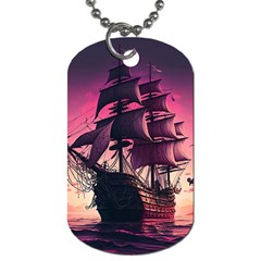 Ship Pirate Adventure Landscape Ocean Sun Heaven Dog Tag (one Side) by Ndabl3x