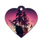 Ship Pirate Adventure Landscape Ocean Sun Heaven Dog Tag Heart (Two Sides) Front