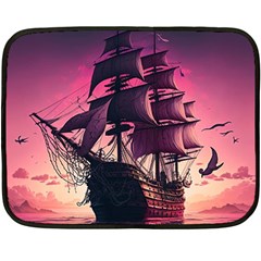 Ship Pirate Adventure Landscape Ocean Sun Heaven Two Sides Fleece Blanket (mini) by Ndabl3x