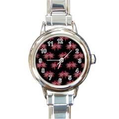 Chic Dreams Botanical Motif Pattern Design Round Italian Charm Watch by dflcprintsclothing