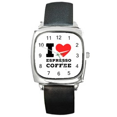 I Love Espresso Coffee Square Metal Watch by ilovewhateva