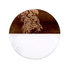 Angry Male Lion Roar Classic Marble Wood Coaster (round)  by Wav3s