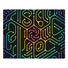 Circuit Hexagonal Geometric Pattern Background Pattern Two Sides Premium Plush Fleece Blanket (large)