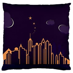 Skyscraper-town-urban-towers Large Premium Plush Fleece Cushion Case (one Side) by Wav3s