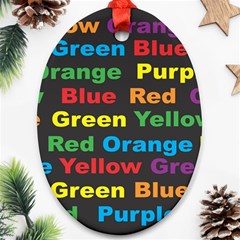 Red-yellow-blue-green-purple Oval Ornament (two Sides)