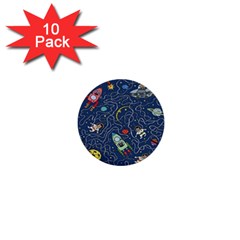 Cat-cosmos-cosmonaut-rocket 1  Mini Buttons (10 Pack)  by Wav3s