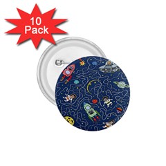 Cat-cosmos-cosmonaut-rocket 1 75  Buttons (10 Pack) by Wav3s