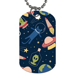 Seamless-pattern-with-funny-aliens-cat-galaxy Dog Tag (two Sides) by Wav3s