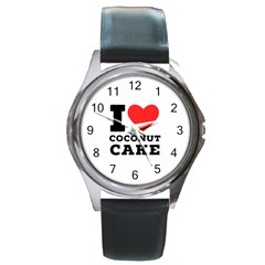 I Love Coconut Cake Round Metal Watch by ilovewhateva