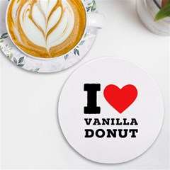 I Love Vanilla Donut Uv Print Round Tile Coaster by ilovewhateva