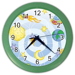 Science Fiction Outer Space Color Wall Clock