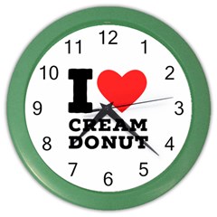 I Love Cream Donut  Color Wall Clock by ilovewhateva