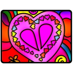 Stained Glass Love Heart Two Sides Fleece Blanket (large) by Vaneshart