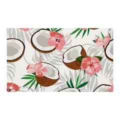 Seamless Pattern Coconut Piece Palm Leaves With Pink Hibiscus Banner And Sign 5  X 3  by Vaneshart