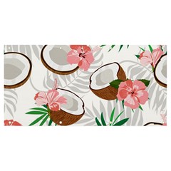 Seamless Pattern Coconut Piece Palm Leaves With Pink Hibiscus Banner And Sign 8  X 4  by Vaneshart