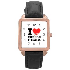 I Love Cheese Pizza Rose Gold Leather Watch  by ilovewhateva