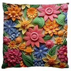 Flower Bloom Embossed Pattern Standard Premium Plush Fleece Cushion Case (one Side)