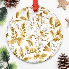 Flowers Gold Floral Round Ornament (two Sides)