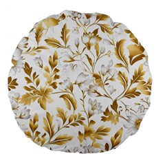 Flowers Gold Floral Large 18  Premium Flano Round Cushions