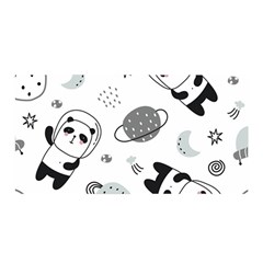 Panda Floating In Space And Star Satin Wrap 35  X 70  by Wav3s