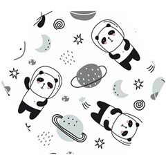 Panda Floating In Space And Star Wooden Puzzle Hexagon