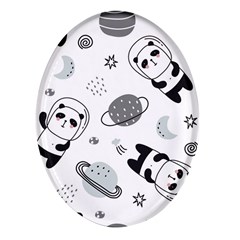 Panda Floating In Space And Star Oval Glass Fridge Magnet (4 Pack) by Wav3s