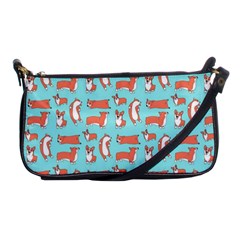 Corgis On Teal Shoulder Clutch Bag by Wav3s