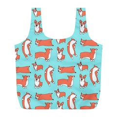 Corgis On Teal Full Print Recycle Bag (l) by Wav3s