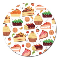 Seamless Pattern Hand Drawing Cartoon Dessert And Cake Magnet 5  (round) by Wav3s