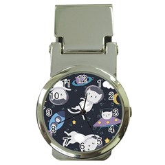 Space Cat Illustration Pattern Astronaut Money Clip Watches by Wav3s