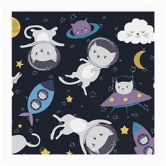 Space Cat Illustration Pattern Astronaut Medium Glasses Cloth by Wav3s