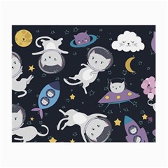 Space Cat Illustration Pattern Astronaut Small Glasses Cloth (2 Sides) by Wav3s